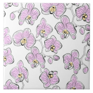 Carreau Seamless watercolor orchids phalaenopsis flowers w