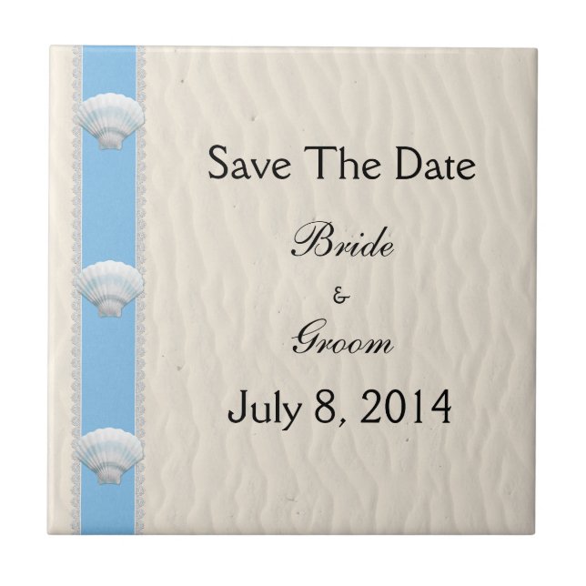 Carreau Seashell Beach Wedding Enregistrer La Date (Devant)
