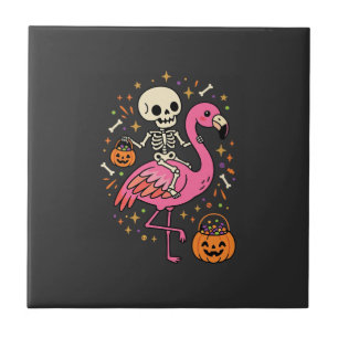 Carreau Seau à bonbons squelette de flamant rose d'Hallowe