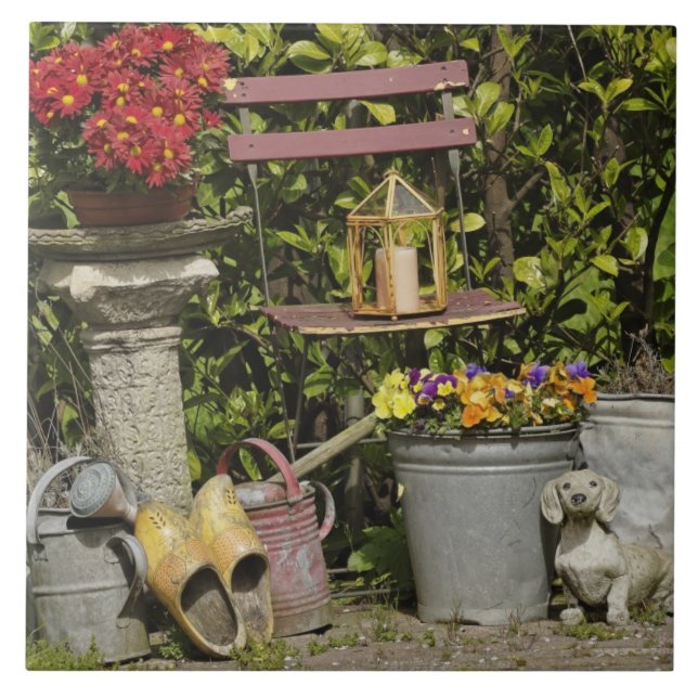 Carreau seaux, chaussures et fleurs, Zaanse Schans, (Devant)