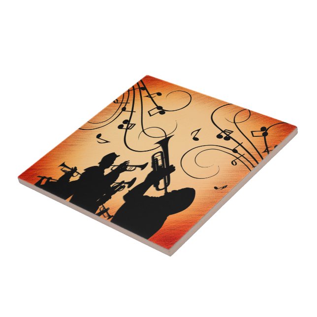 Carreau Section de trompette Jazz Musique Rouille Orange (Côté)
