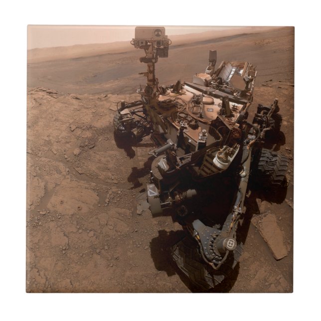Carreau Selfie de Mars Curiosity Paysage martien rouge (Devant)