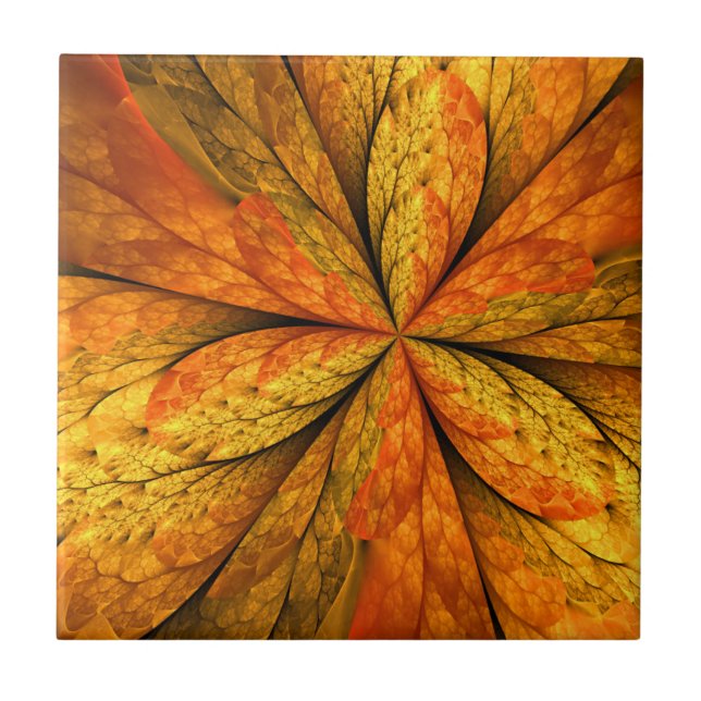 Carreau Sensation d'automne, Fleur Abstraite fractale mode (Devant)