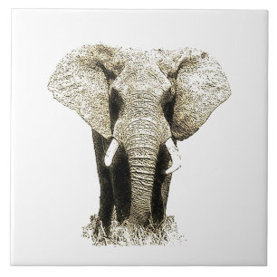 Carreau Sepia Elephant