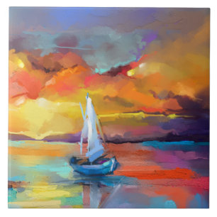 Carreau Serene Sunset Sailboat Art