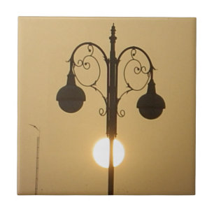 Carreau Serene Victorian Vintage Street Lampe Sunset Sky