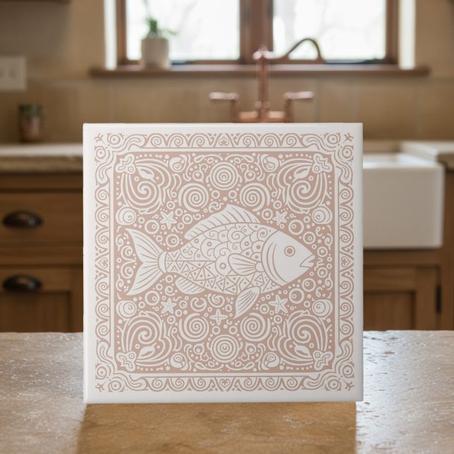 Carreau Série de vie côtière Poisson Corail D1208 (Créateur téléchargé)