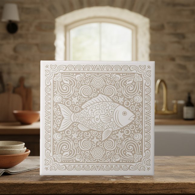 Carreau Série de vie côtière Poisson Sable D1208 (Créateur téléchargé)