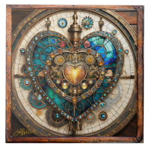Carreau Série Steampunk Cœur de Verre Stained Gold