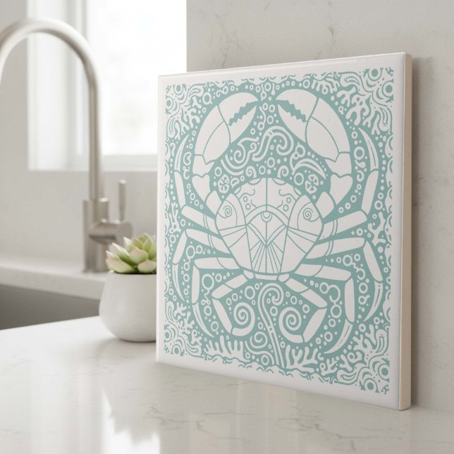 Carreau Série Vie Côtière Coquille de Crabe Sarcelle D1208 (Créateur téléchargé)