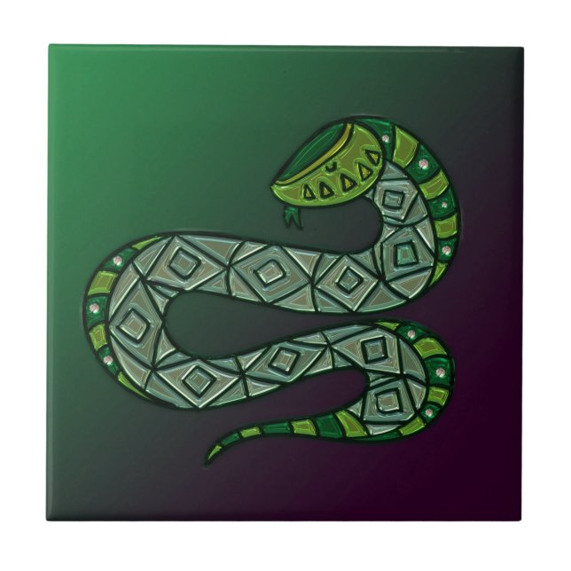 Carreau Serpent Cool Art Tribal Métallisé (Devant)