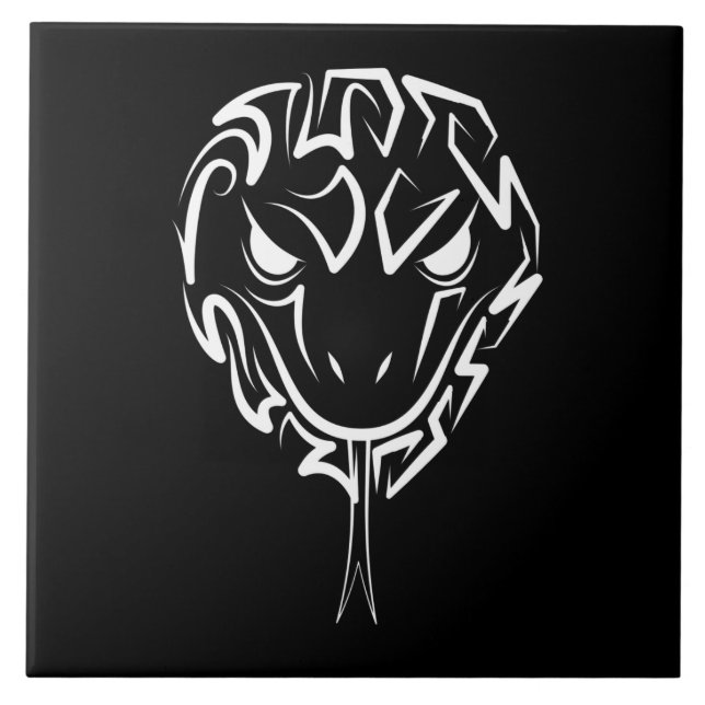 Carreau Serpent tribal noir et blanc (Devant)