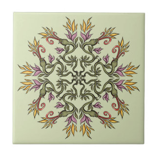 Carreau Serpents verts Floral Mandala Imaginaire botanique