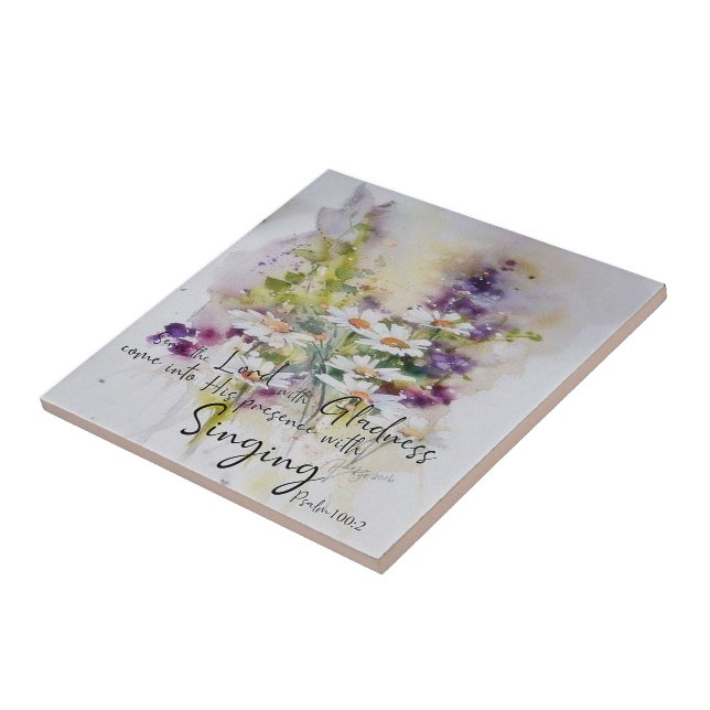 Carreau Servez le Seigneur avec une joie florale  (Côté)
