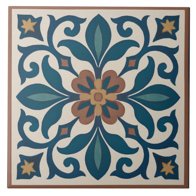 Carreau Seville Garden – Andalusian Floral Tile Art (Devant)