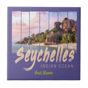 Carreau Seychelles Océan Indien coucher de soleil vintage