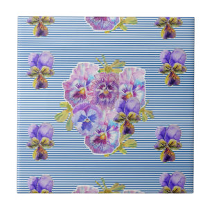 Carreau Shabby Chic Purple Pansy art floral céramique Tuil