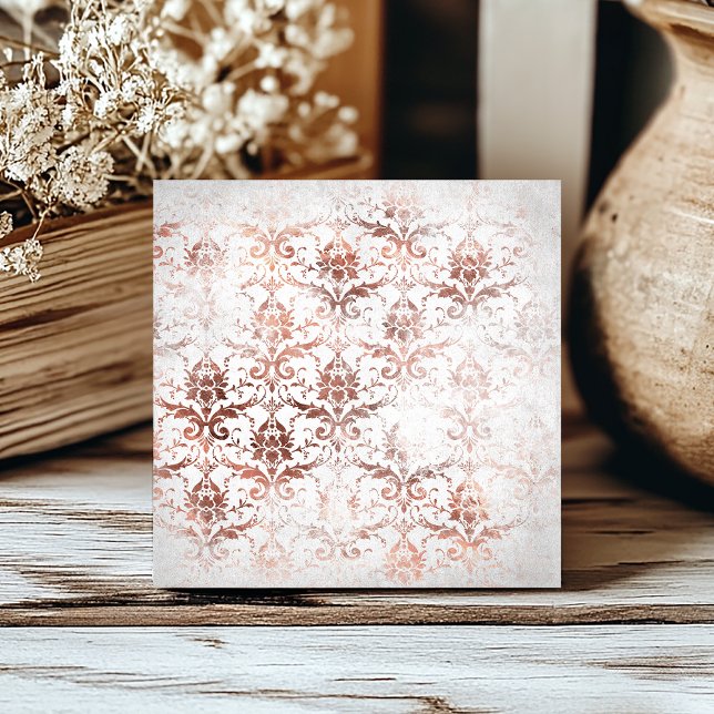 Carreau Shabby Chic Rose Gold Damask (Créateur téléchargé)