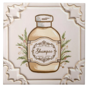 Carreau Shampoing blanc et crème Bouteille Salle de bain a