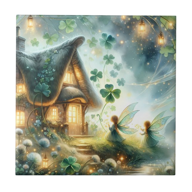 Carreau Shamrock Fairy Cottage Glow (Devant)
