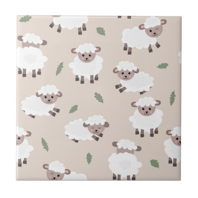 Carreau Sheep & Lamb Cute Gender Neutral Baby Nursery (Devant)