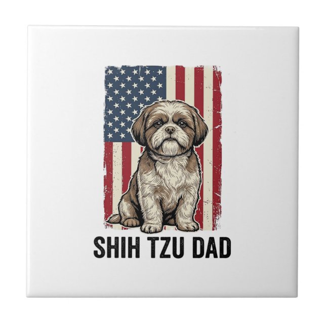 Carreau Shih Tzu Dad Patriotic Vintage Dog Shirt Design_1 (Devant)