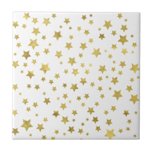 Carreau Shimmery Goldstars Golden Star Motif