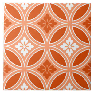 Carreau Shippo avec Motif Fleur, Mandarin Orange