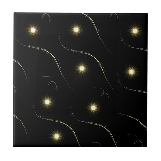 Carreau Shooting Stars de noir moderne et d'or (Devant)