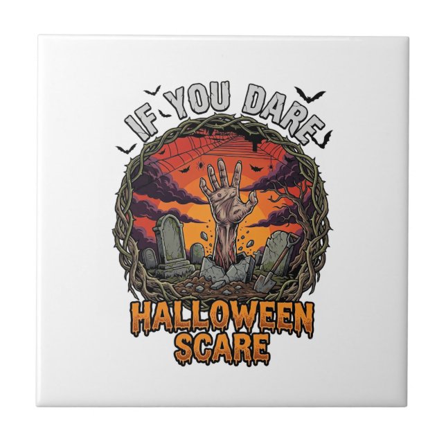 Carreau Si Vous Osez Halloween Épouvante Main De Zombie To (Devant)