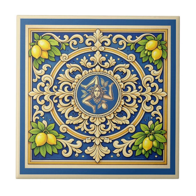 Carreau Sicilia Trinacria design sicilien  (Devant)
