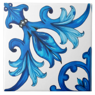 Carreau sicilien, été, citron, mosaïque, bleu,