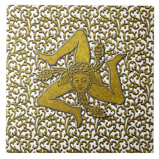 Carreau Sicilienne Trinacria Gold Personnaliser (Devant)