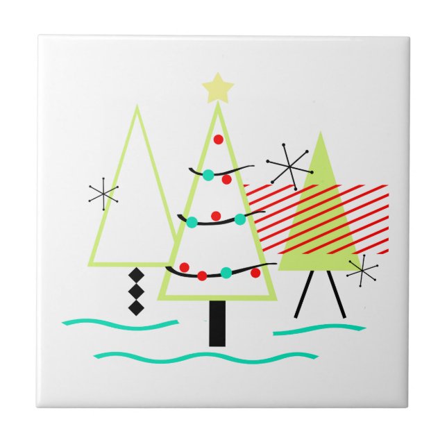 Carreau siècle moderne arbres de noël rétro (Devant)