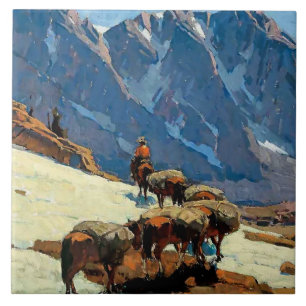 Carreau “Sierra Pass” Art occidental d'Edgar Payne