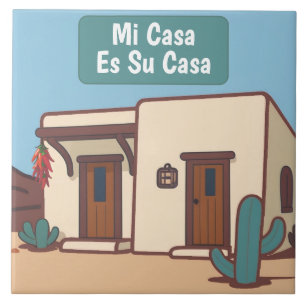 Carreau Signe de maison adobe du désert mexicain Mi Casa E