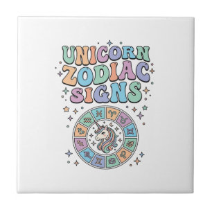 Carreau Signe du zodiaque licorne Kawaii Design vectoriel_