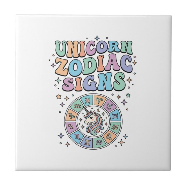 Carreau Signe du zodiaque licorne Kawaii Design vectoriel_ (Devant)