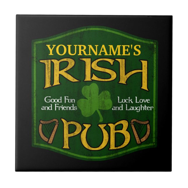 Carreau Signe irlandais personnalisé de Pub (Devant)