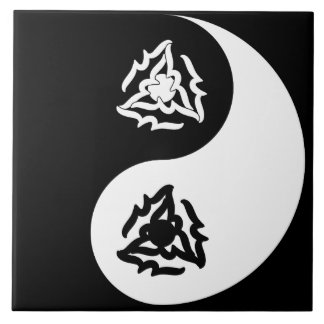 Carreau Signe yin et yang noir et blanc