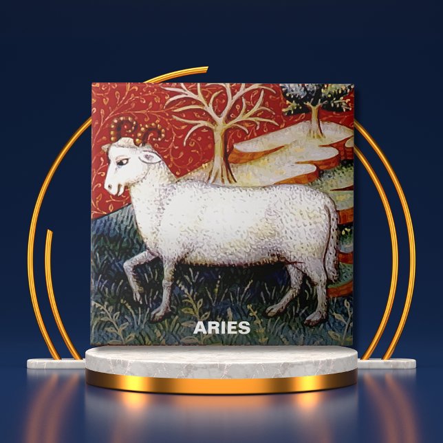 Carreau Signe Zodiac Bélier le bélier fête d'anniversaire (Aries the Ram Zodiac Sign Birthday Party Ceramic Tile Cover)