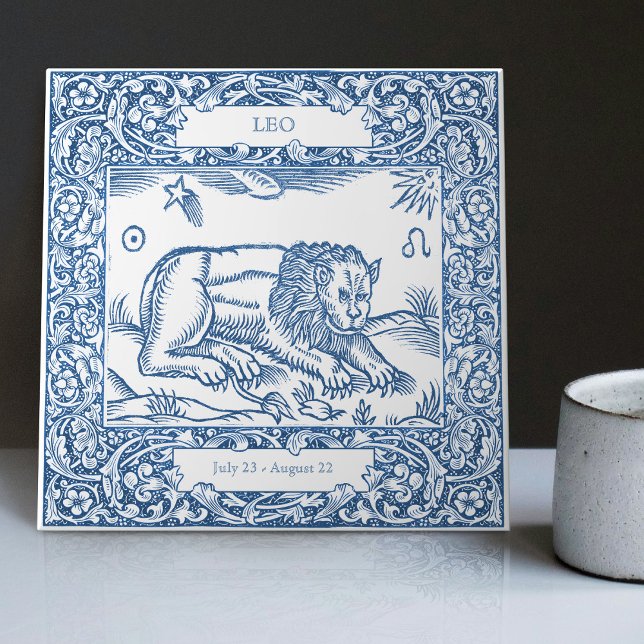 Carreau SIGNE Zodiaque Vintage Delft Blue Leo (Créateur téléchargé)