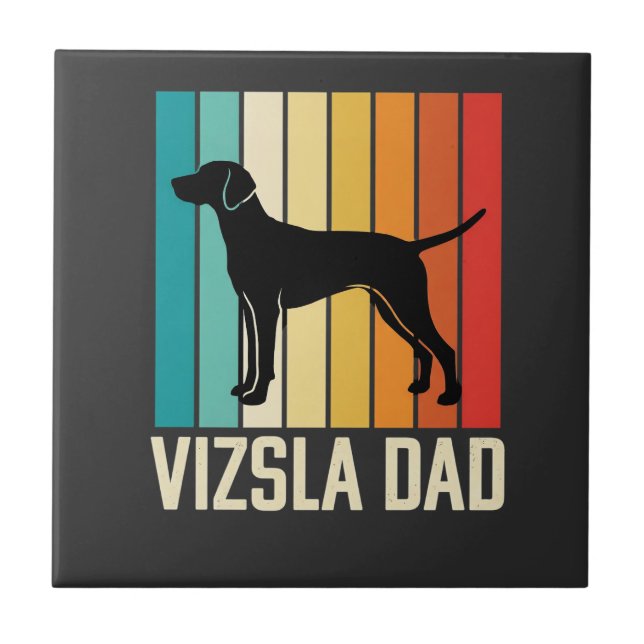 Carreau Silhouette de chien papa Vizsla rétro (Devant)