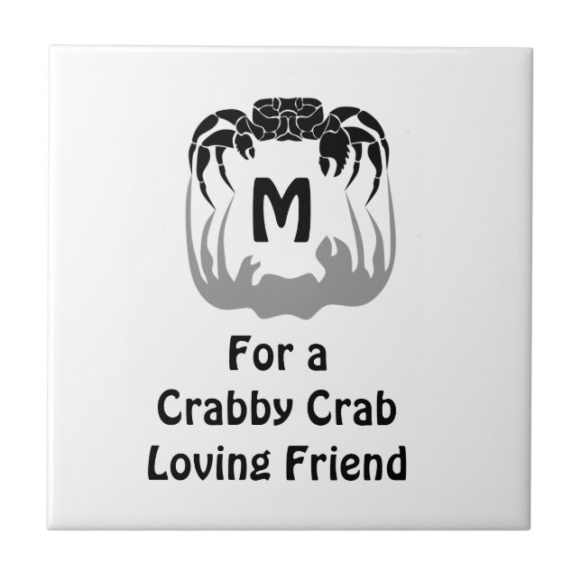 Carreau Silhouette de crabe fantôme Casant un monogramme d (Devant)