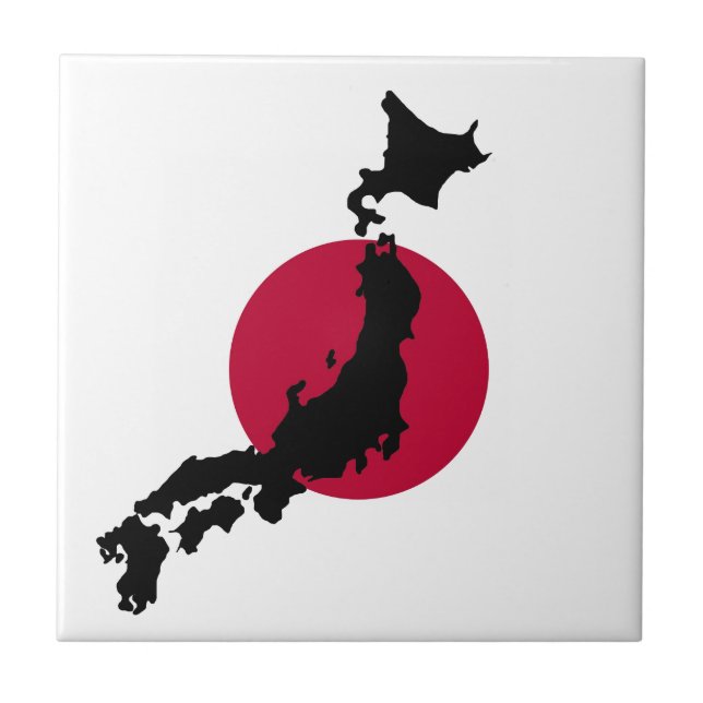 Carreau Silhouette du Japon sur le drapeau national du sol (Devant)