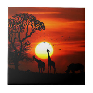 Carreau Silhouettes africaines d'animal de coucher du