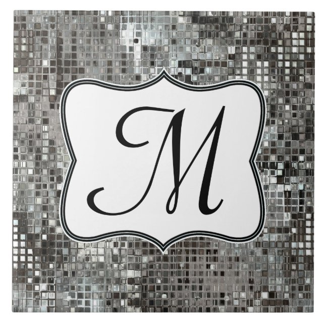 Carreau Silver Sequin Éblouir Glitz Monogramme (Devant)