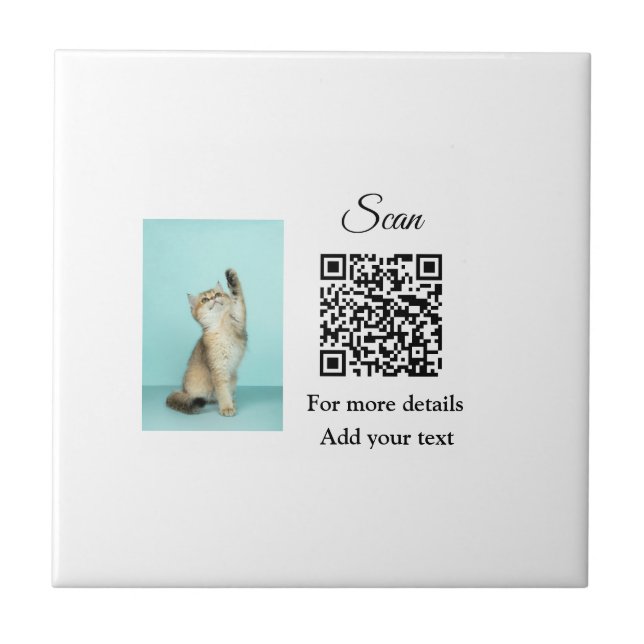 Carreau Simple animal name details QR code add text photo (Devant)