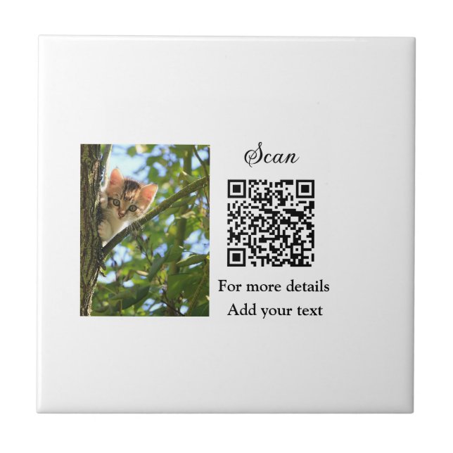 Carreau Simple animal name details QR code add text photo (Devant)