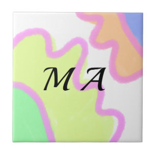 Carreau Simple aquarelle jaune rose ajoutez votre monogram